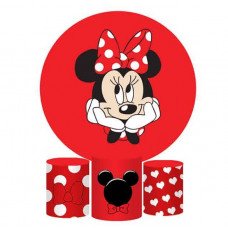 Red Minnie Backdrop, Pillow Style with Strong Zipper 