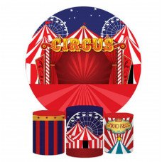 Circus Big Top Circle Round Backdrop Cover Backdrop, Pillow Style with Strong Zipper 