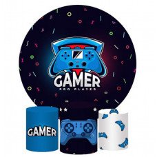 Gamer Birthday Party Backdrop, Pillow Style with Strong Zipper 