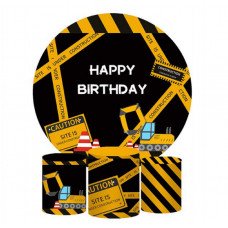 Happy Birthday Round Backdrop, Pillow Style with Strong Zipper 