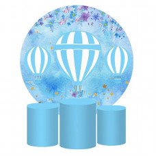 Blue Balloon Round Party Backdrop, Pillow Style with Strong Zipper 