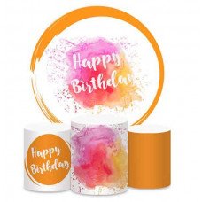 Happy Birthday Round Backdrop, Pillow Style with Strong Zipper 