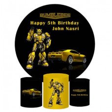 Bumblebee Birthday Round Backdrop, Pillow Style with Strong Zipper 