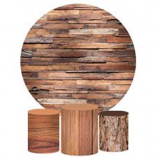 Wood Pattern Round Backdrop, Pillow Style with Strong Zipper 