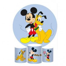 Mickey & Pluto Round Backdrop, Pillow Style with Strong Zipper 