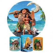 Moana and Maui Backdrop, Pillow Style with Strong Zipper 