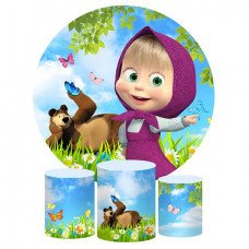 Masha and Bear Backdrop, Pillow Style with Strong Zipper 