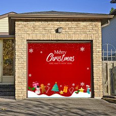 7x8ft Single Door Christmas Background Cloth Outdoor Garage Door Banner 006