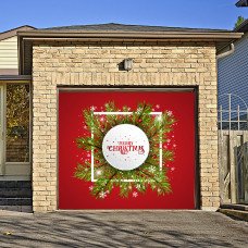 7x8ft Single Door Christmas Background Cloth Outdoor Garage Door Banner 007