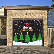 7x8ft Single Door Christmas Background Cloth Outdoor Garage Door Mural Banner 009