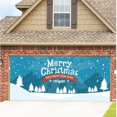 7x8ft Single Door Christmas Background Cloth Outdoor Garage Door Mural Banner 010