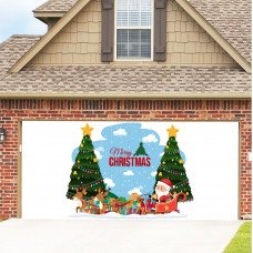 7x8ft Single Door Christmas Background Cloth Outdoor Garage Door Mural Banner 011