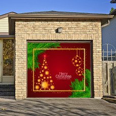 7x8ft Single Door Christmas Background Cloth Outdoor Garage Door Mural Banner 014