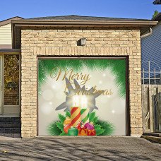 7x8ft Single Door Christmas Background Cloth Outdoor Garage Door Mural Banner 015