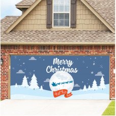 7x16ft Single Door Christmas Background Cloth Outdoor Garage Door Mural Banner GB002