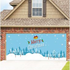 7x16ft Single Door Christmas Halloween Background Cloth Outdoor Garage Door Mural Banner GB003