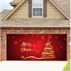 7x16ft Single Door Christmas Halloween Background Cloth Outdoor Garage Door Mural Banner GB004