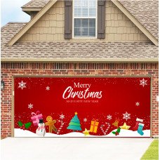 7x16ft Single Door Christmas Halloween Background Cloth Outdoor Garage Door Mural Banner GB006