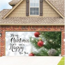 7x16ft Single Door Christmas Halloween Background Cloth Outdoor Garage Door Mural Banner GB008