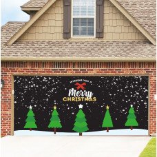 7x16ft Single Door Christmas Halloween Background Cloth Outdoor Garage Door Mural Banner GB009