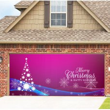 7x16ft Single Door Christmas Halloween Background Cloth Outdoor Garage Door Mural Banner GB012