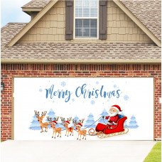 7x16ft Single Door Christmas Halloween Background Cloth Outdoor Garage Door Mural Banner GB013