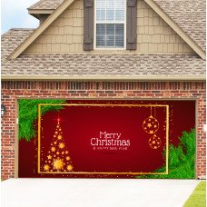 7x16ft Single Door Christmas Halloween Background Cloth Outdoor Garage Door Mural Banner GB014