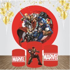 Avengers Happy Birthday Round Backdrop, 6.5ft Princess girls theme round party decor fabric backdrop 