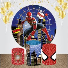 Superhero Spiderman Photography Backdrop Spiderman Happy Birthday Round Backdrop, 6.5ft Princess girls theme round party decor fabric backdrop 