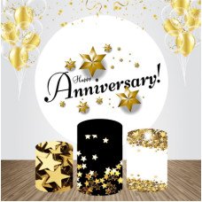 Anniversary -1 Round Backdrop, 6.5ft  theme round party decor fabric backdrop 