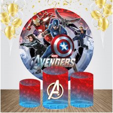 Avengers Happy Birthday Round Backdrop, 6.5ft Princess girls theme round party decor fabric backdrop 