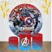 Avengers Happy Birthday Round Backdrop, 6.5ft Princess girls theme round party decor fabric backdrop 