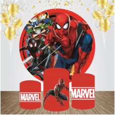 Avengers Spiderman Happy Birthday Round Backdrop, 6.5ft Princess girls theme round party decor fabric backdrop 