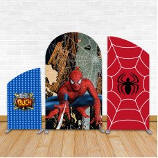 Spiderman Decoration Party Backdrop with Three Frames