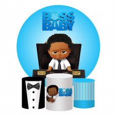 Boss Baby Round Backdrop, Blue Color Background, Pillow Style with Strong Zipper DD-119