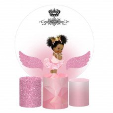 African american princess baby shower Backdrop, Pillow Style with Strong Zipper  DD-120