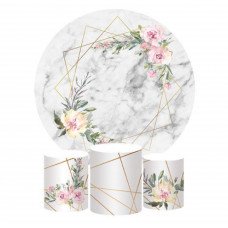 Marble Design Round Backdrop Flower Background, Pillow Style with Strong Zipper DD-122